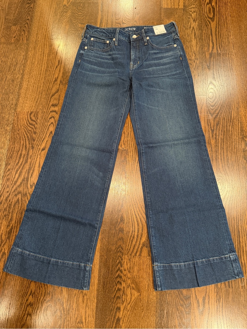 J. Crew Wide-Leg Denim Trousers in Deep Indigo Wash